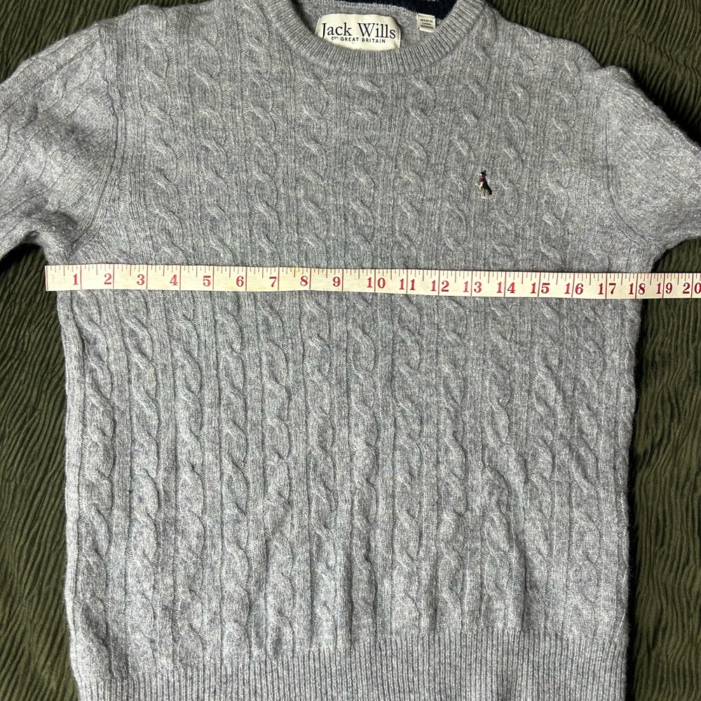 Jack Wills Heather Gray Cable Knit Merino Wool Sweater- Women’s Medium - Picture 6 of 11